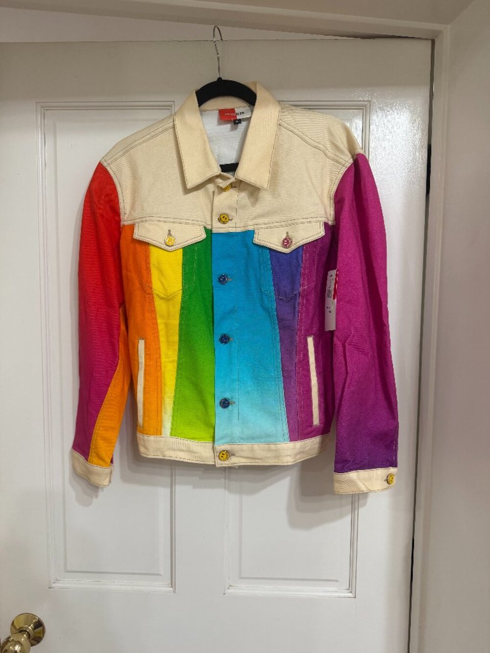 Share NEW w Tags Bruce Glen Gradient Print Classic Four Pocket Jean Jacket szS